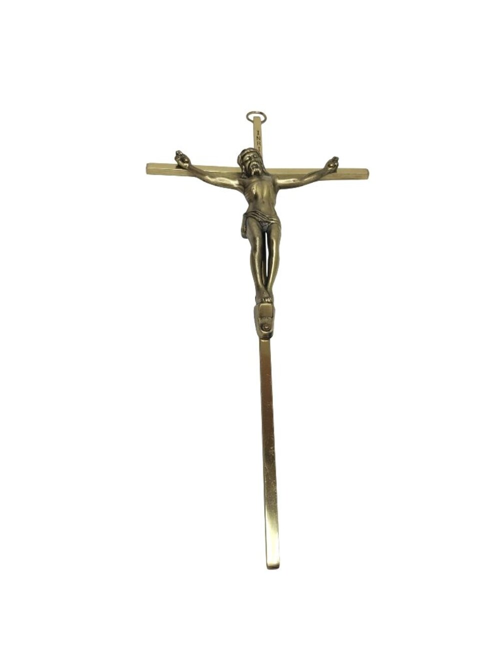 Solid Brass Wall Crucifix INRI Vintage Religious Catholic 10" Tall